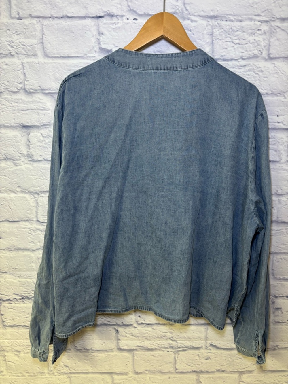 NATURAL LIFE Relaxed Fit Chambray Popover Blouse Top Bobo Size XL - Picture 8 of 10